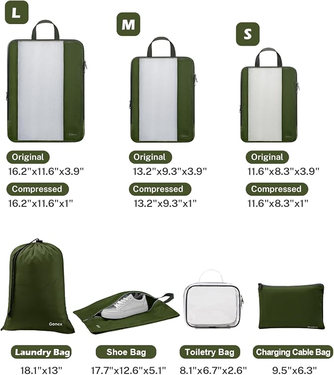 Gonex 8 Set Compression Packing Cubes - Image 3