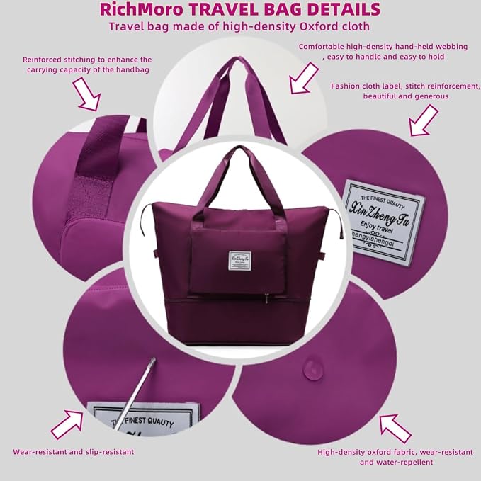 Large Capacity Foldable Travel Bag, Expandable lightweight Carry on Bag - Image 5