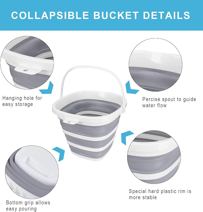 Collapsible Basin Bucket, 9L Collapsible Dishpan - Image 6