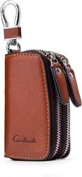CONTACTS Car Key Case Small Leather Double Zipper Key Holder by CONTACTS