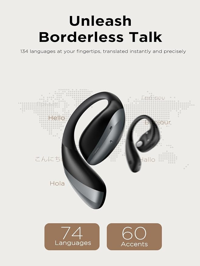 PSIER True Translation Earbuds Real Time Bluetooth 5.4 Open Ear Headphones - Image 2