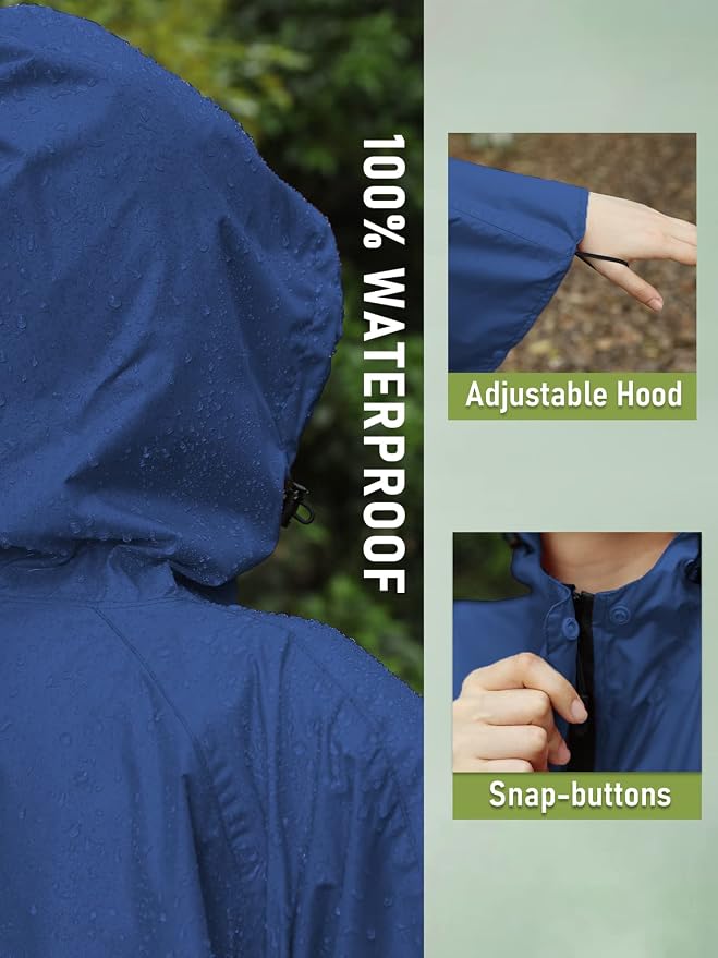 SaphiRose Unisex Rain Poncho Hooded Waterproof Raincoat - Image 3