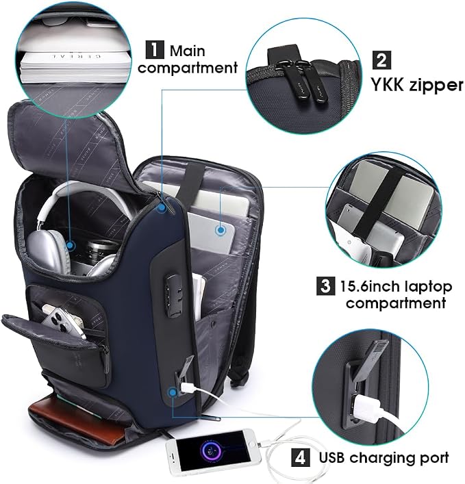 BANGE Anti Theft Backpack, Slim Laptop Backpacks Fit - Image 2