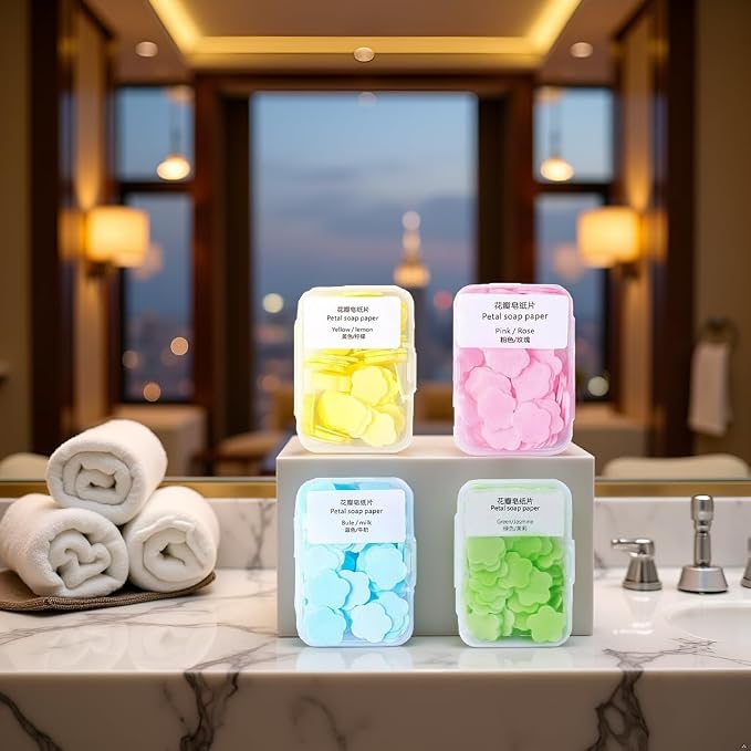 4 Boxes Paper Soap, 4 Different Scented Mini Fresh Portable Disposable Petal - Image 6