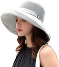 Women Wide Brim Sun Hats Metal Wired Edge Summer UV Protection Beach Fishing Hat by HUAMULAN