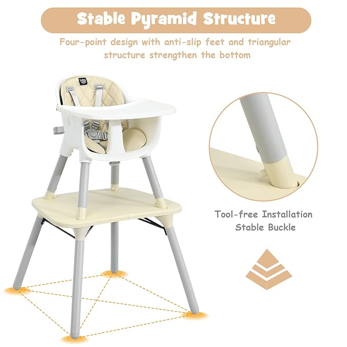 BABY JOY High Chair, 5 in 1 Convertible Highchair - Image 8