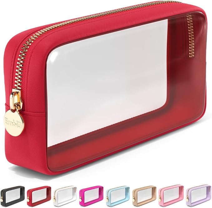 Clear Makeup Bag Zipper Pouch, Transparent Cosmetic Case Organizer, TSA by Embla