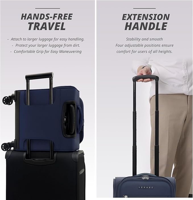 Verage Under Seat Luggage with Wheels, Softside Small Suitcase Spinner Carry On - Image 6