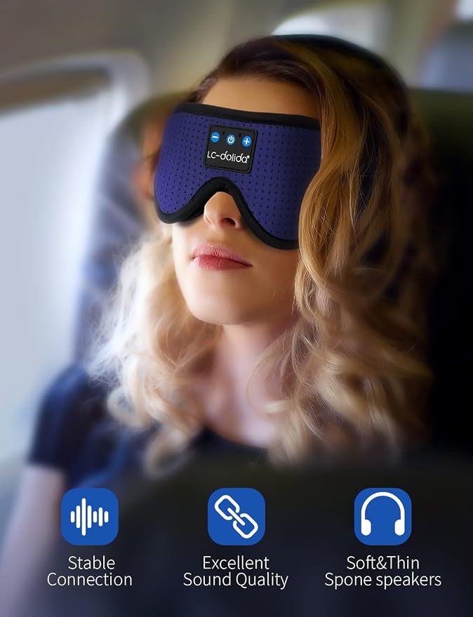 LC-dolida Sleep Headphones, Sleep Mask Bluetooth Wireless Music Eye Mask - Image 5