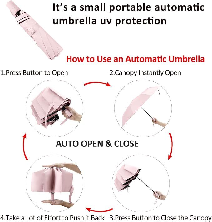 BAODINI Small UV Protection Travel Umbrella Compact - Image 3