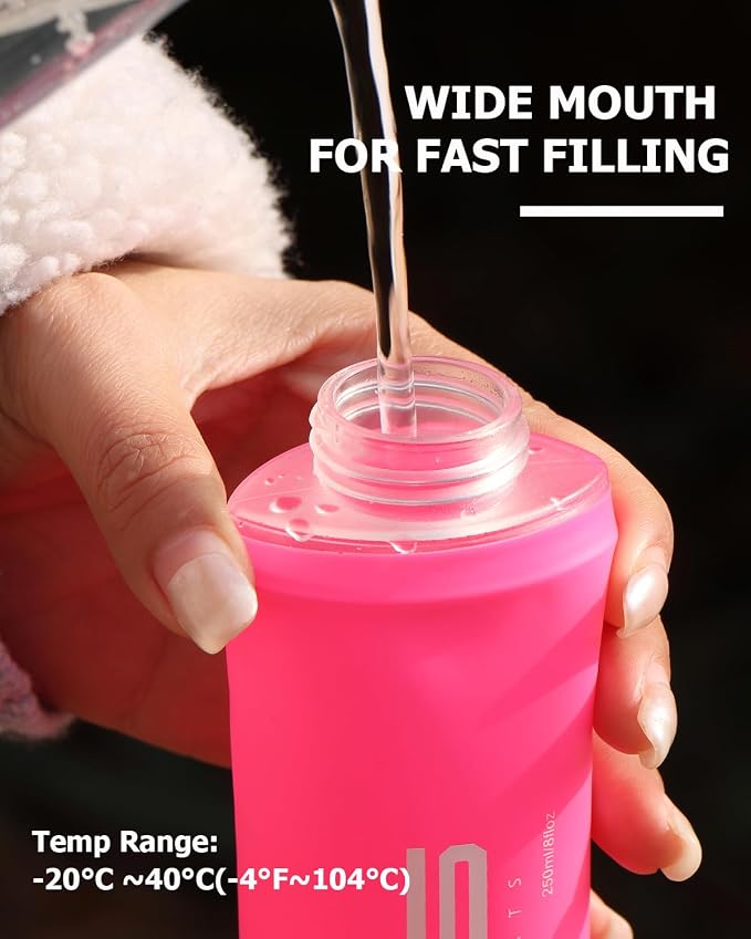 Folding Soft Flask Portable Collapsible Running Lightweight Water Bottle - Image 2