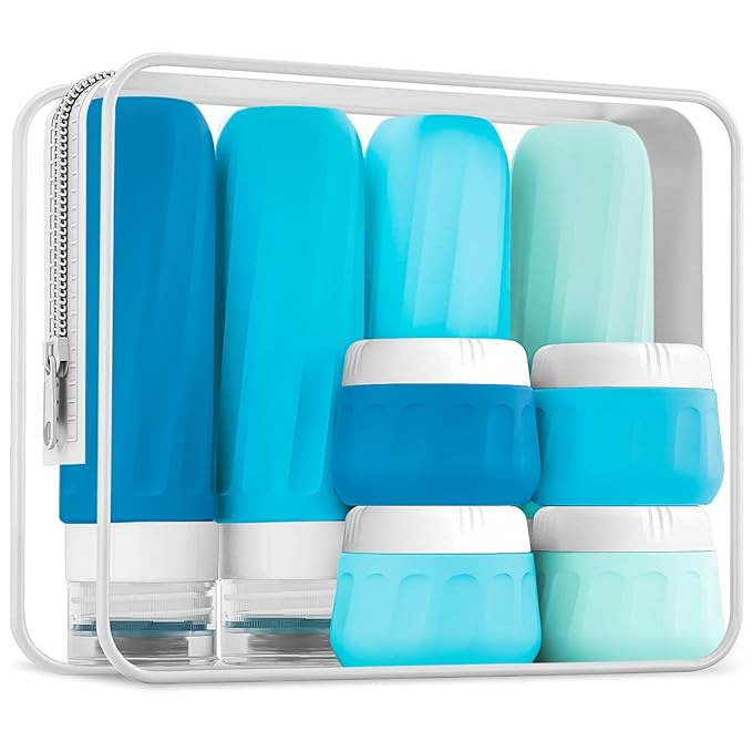 Travel Bottles for Toiletries, 10 Pack, TSA Approved, 3oz/90ml Silicone by Mrsdry