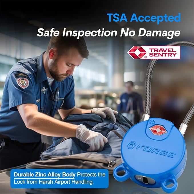 Forge TSA Approved Luggage Locks Ultra-Secure Dimple Key Travel Cable Locks - Image 3
