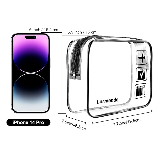 Lermende 2pcs Clear Toiletry Bag TSA Approved Travel Bag, Carry On - Image 2