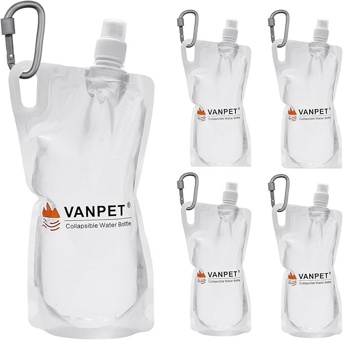 1L Hiking Collapsible Water Bottles, 33OZ BPA-Free Plastic Flasks, Reusable by VANPET