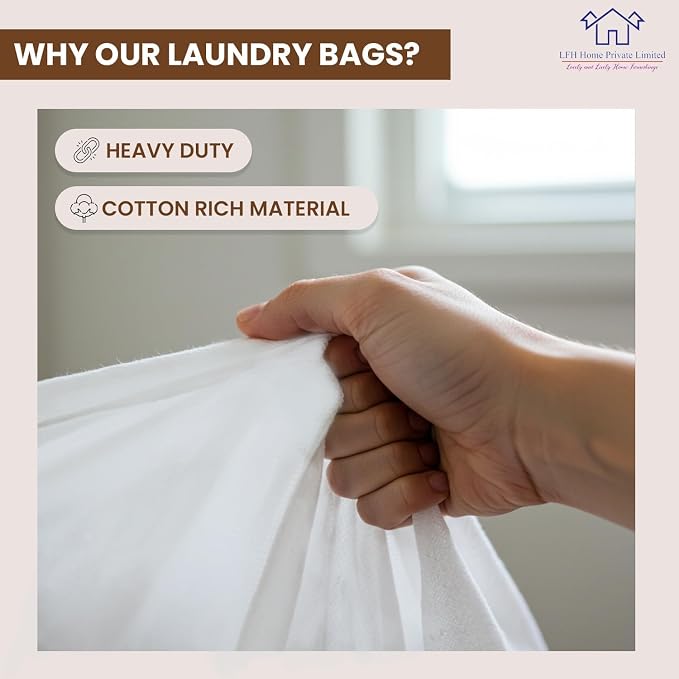 LFH Home Cotton Canvas Large Laundry Bag - Image 9