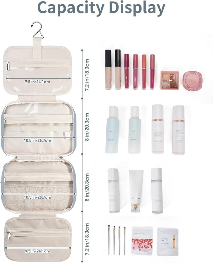 Narwey Hanging Toiletry Bag for Women Travel Makeup Bag Organizer Toiletries - Image 3