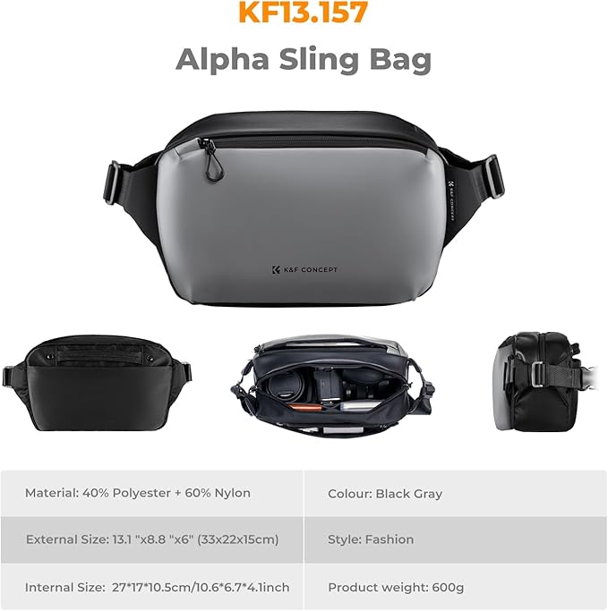K&F Concept 2 in 1 Sling Bag Everyday Shoulder Bag & Multifunction Photography - Image 6