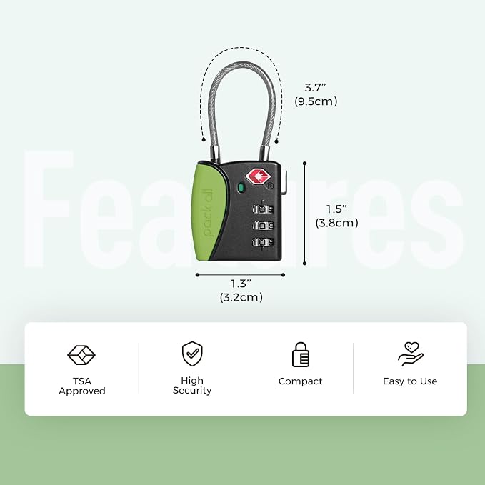 pack all TSA Approved Cable Luggage Locks, 3 Digit Combination Padlocks - Image 2