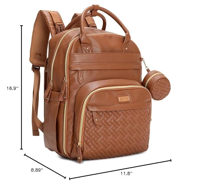 BabbleRoo Leather Diaper Bag Backpack - Image 9