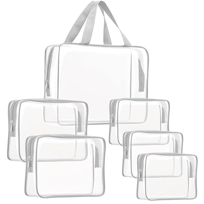 6Pcs Crystal Clear PVC Travel Toiletry Bag Kit by ROYBENS