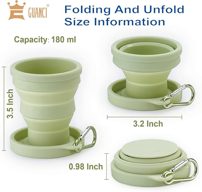 GUANCI Silicone Collapsible Travel Cup Set Silicone Folding Camping Cup - Image 4