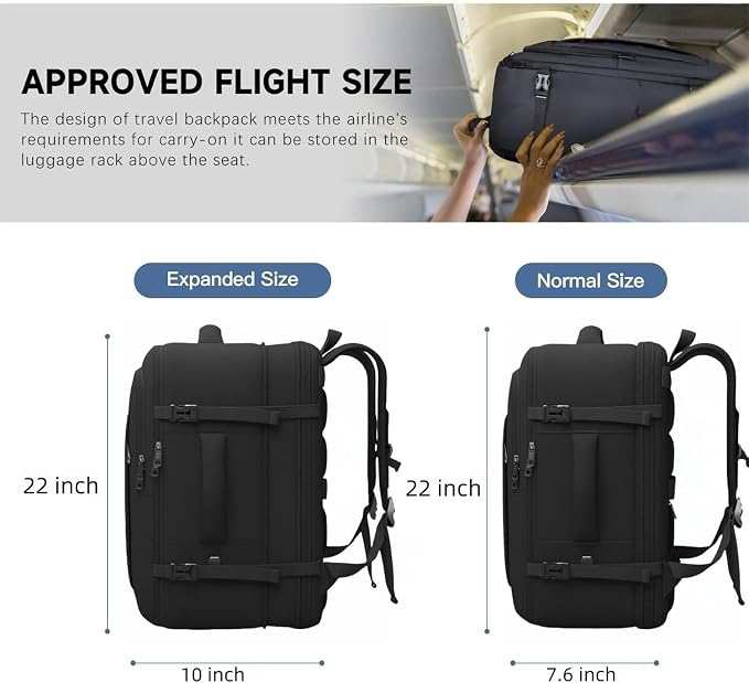 55L Carry On Backpack, Extra Large Travel Backpack - Image 3