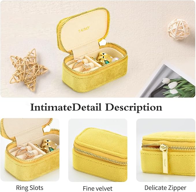 Small Travel Jewelry Case, Mini Tiny Plush Velvet Jewelry Box - Image 4