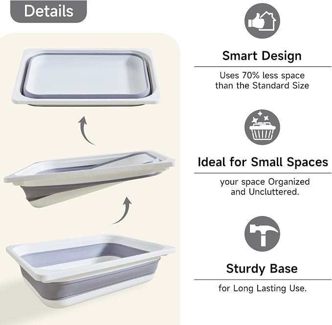 Beright 2 Pack Storage Bins, Collapsible Wash Basin Folding Dish Tub Sink - Image 3