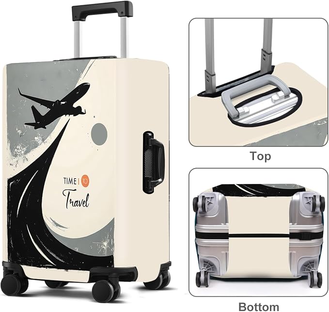 Suitcase Cover with Time to Travel Design, Luggage Protector, Fit - Image 3