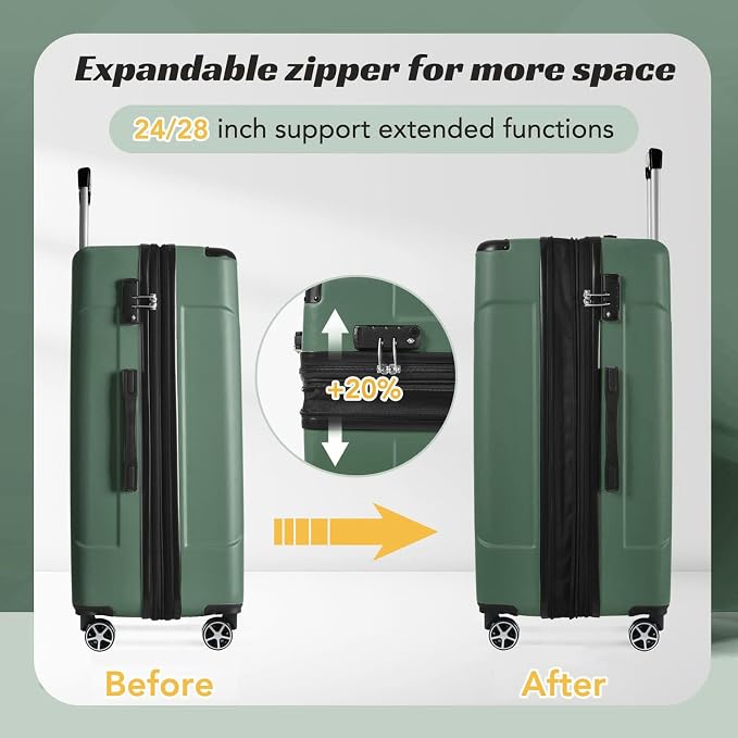 Merax 24 Inch Expandable Checked Luggage, Hardshell ABS Medium Suitcase - Image 4