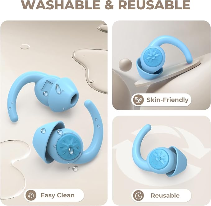 Ear Plugs for Sleeping: Reusable Earplugs for Sleep, Snoring Blocking, 2 Pairs - Image 5