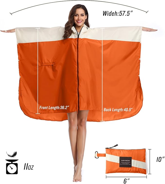 SaphiRose Unisex Rain Poncho Hooded Waterproof Raincoat - Image 6