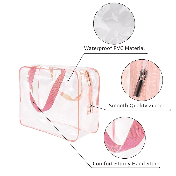 5Pcs Crystal Clear PVC Travel Toiletry Bag Kit - Image 5
