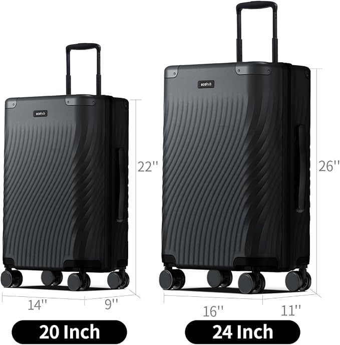 ECOHUB Hardside Expandable Carry On Luggage Sets, Recycled PC 20/24" Rolling - Image 7