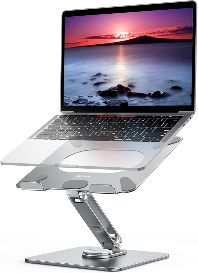 BESIGN LSX7 Laptop Stand with 360° Rotating Base, Ergonomic Adjustable Notebook - Image 2