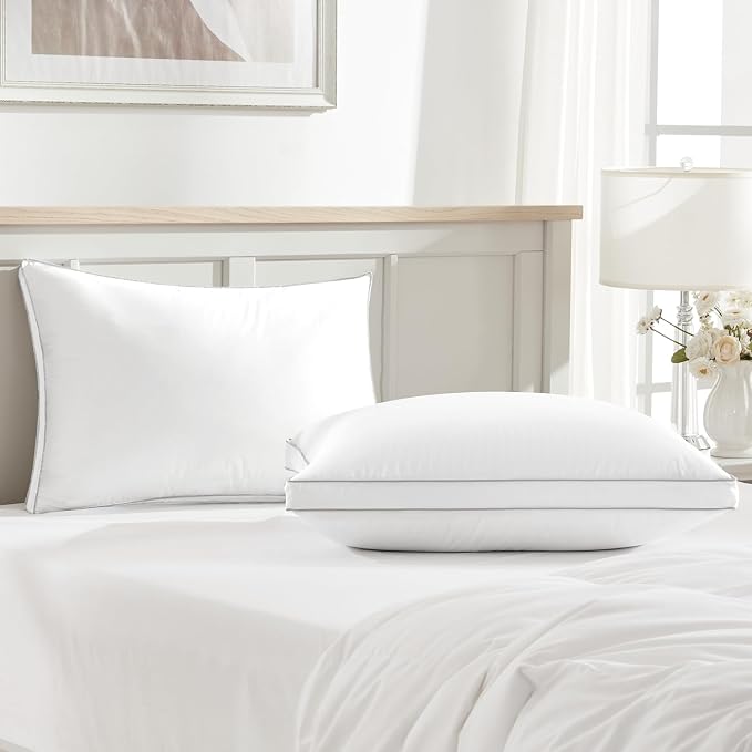 Globon Luxury Feather Down Pillow King Size, Firm Gusseted Bed Pillows - Image 7