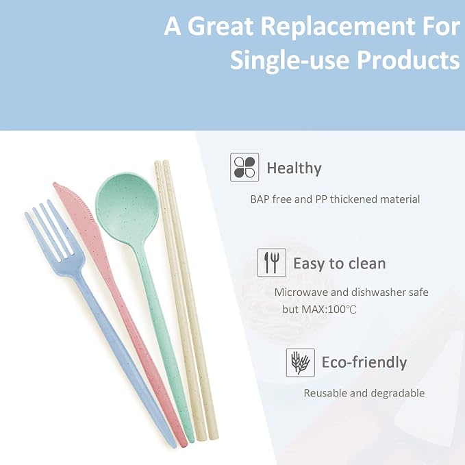 4 Sets Reusable Travel Utensils Set - Image 7