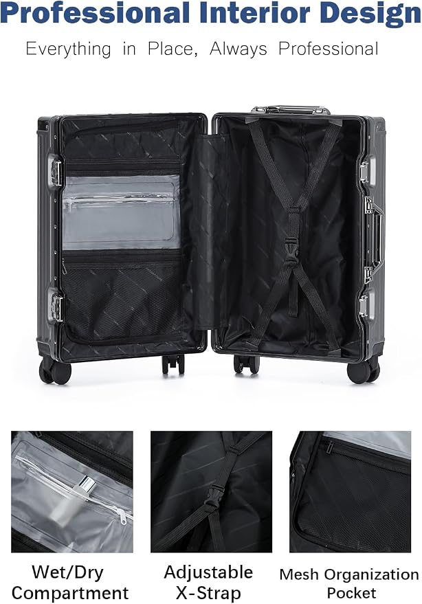 HotWay 20 Inch Aluminum Frame Carry On Luggage - Image 6