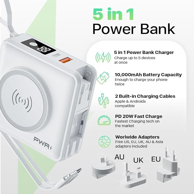 PWR Travel PRO 5-in-1 Power Bank – 10, 000mAh - Image 2