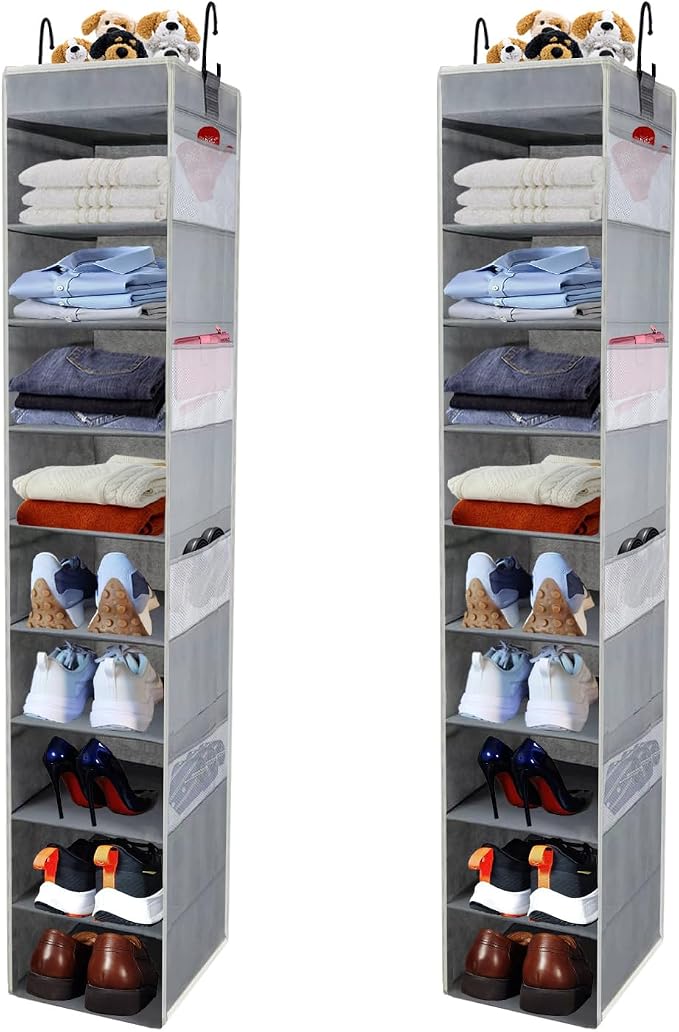 2 Pack Large-Sized Hanging Shoe Organizer 10-Shelf, Sturdy Hanging Closet by ROOMTALK