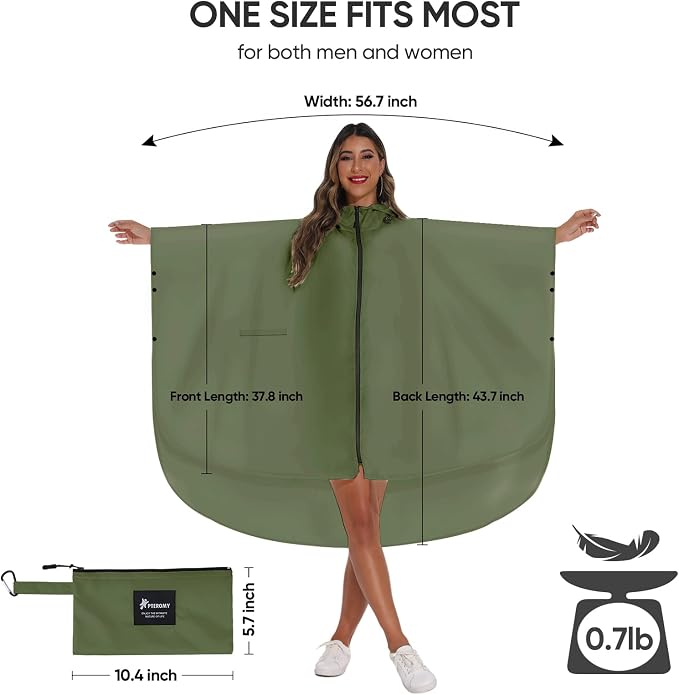 PTEROMY Hooded Rain Poncho for Adult - Image 2