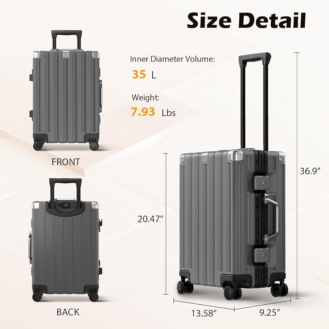 Krute Luggage Sets 2 Pieces 20 28 Inch Aluminum Frame Luggage - Image 8