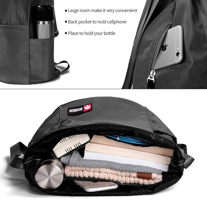 ZOORON Waterproof Drawstring Gym Backpack Bag - Image 4