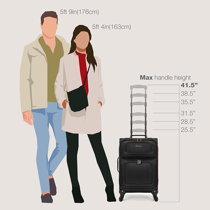 U.S. Traveler Lightweight Rolling 20" Carry On Luggage Softside Suitcase - Image 7