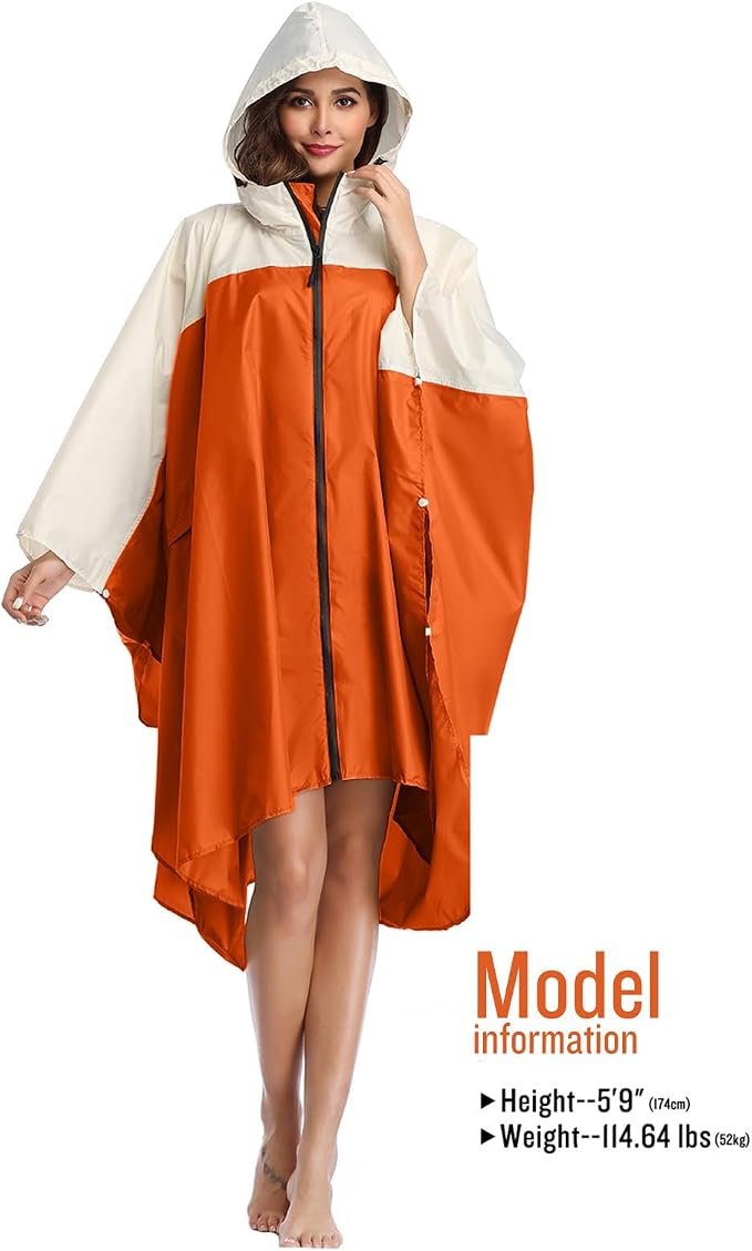 SaphiRose Unisex Rain Poncho Hooded Waterproof Raincoat - Image 2