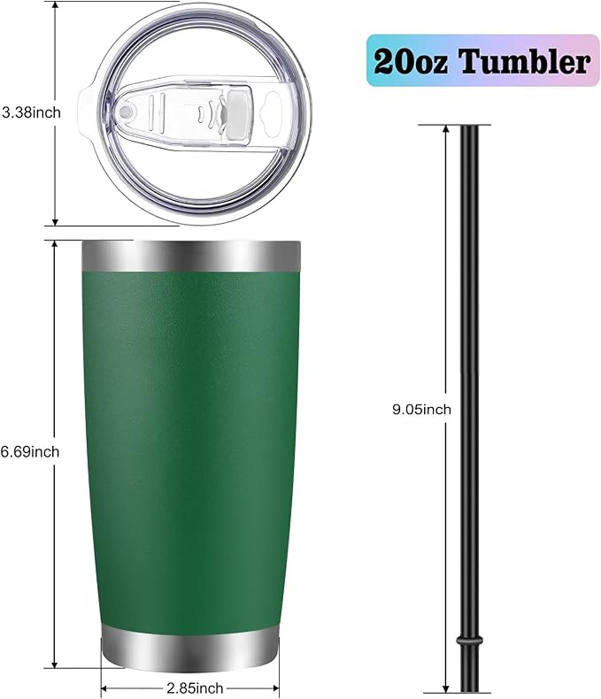 VEGOND 20oz Tumbler with Lid and Straw Stainless Steel Tumbler Cup Vacuum - Image 3
