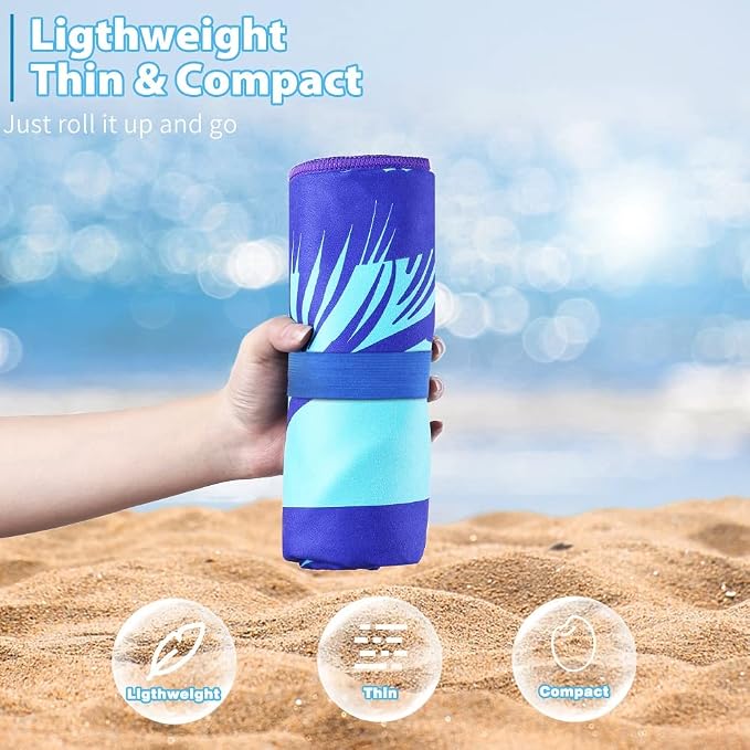 2 Pack Microfiber Lightweight Beach Towel 71"x32" Oversized Extra Large Thin - Image 2