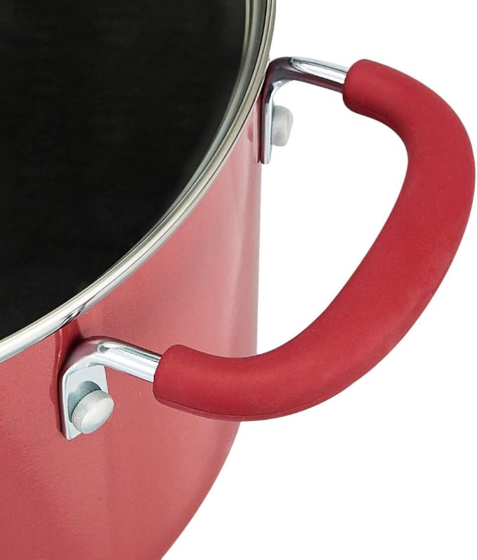 Amazon Basics Aluminum NS 12pc Red cookware set, 12 piece - Image 6