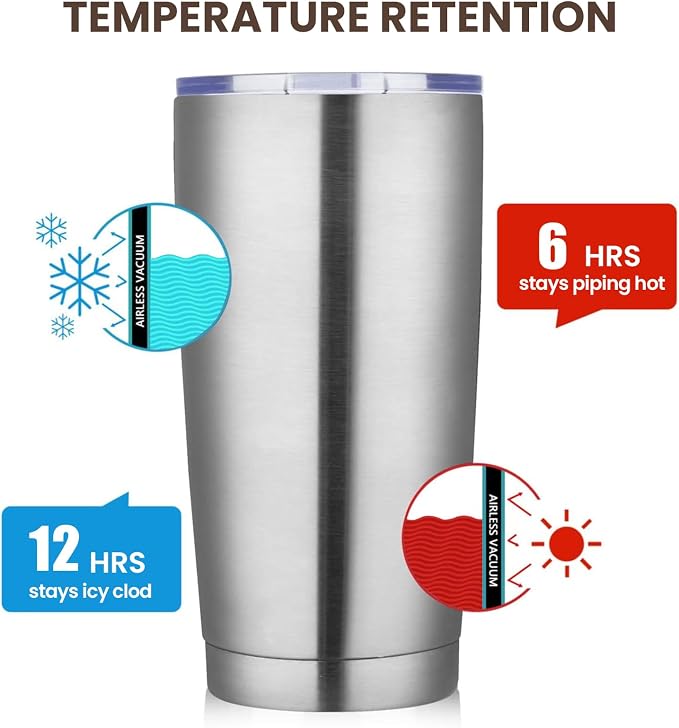 MEWAY 20oz Tumbler Cup Double Wall Vacuum Insulated Travel Mug Bulk, Stainless - Image 6